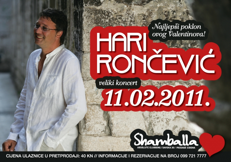 Ulaznice za koncert Harija Rončevića u Klubu SHAMBALLA