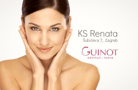 Tretman lica 'Guinot' kozmetikom, koji uključuje peeling, masažu lica i masku