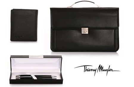 Set Thierry Mugler - poslovna torba (aktovka), novčanik i 2 kemijske olovke